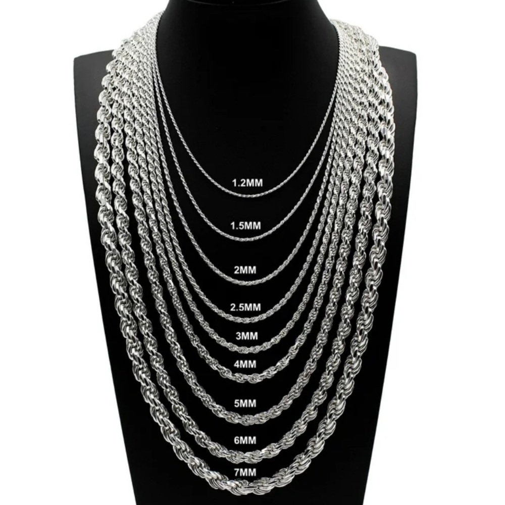 🌟Silver Solid Rope Chain Necklace🌟 - Picture 2 of 4